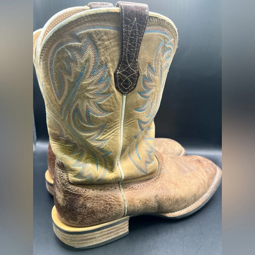 Ariat - Mens Leather Cowboy Boots, Clean up needed with splatter,Size: 10-1-2 EE